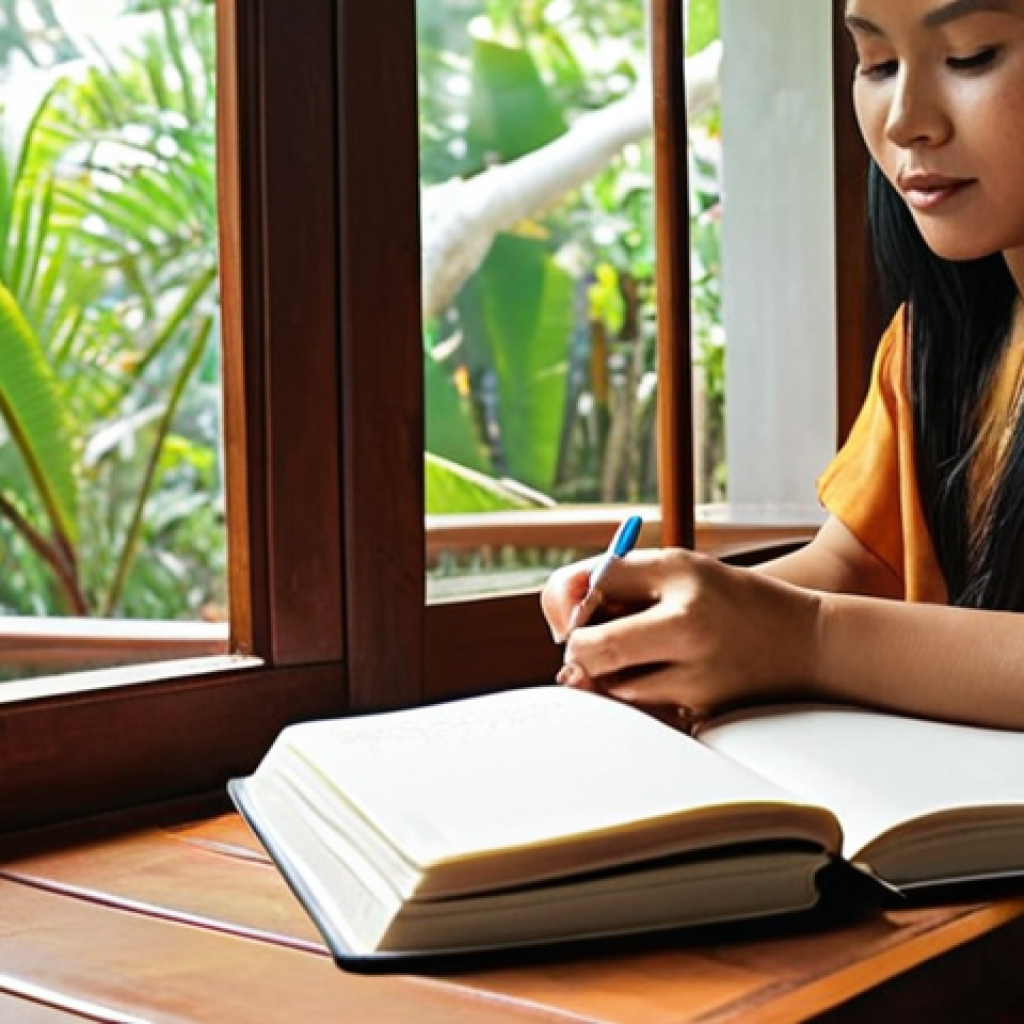 **Image Prompt 1: Habit Stacking in Daily Life**
    A person in a bright, cozy Thai home, seamlessly transitioning from drinking their morning coffee to writing in a journal. The scene should convey a sense of smooth, effortless flow, perhaps with subtle visual lines or soft light connecting the two actions, symbolizing the "stacking" of habits. Focus on natural light and a calm atmosphere.