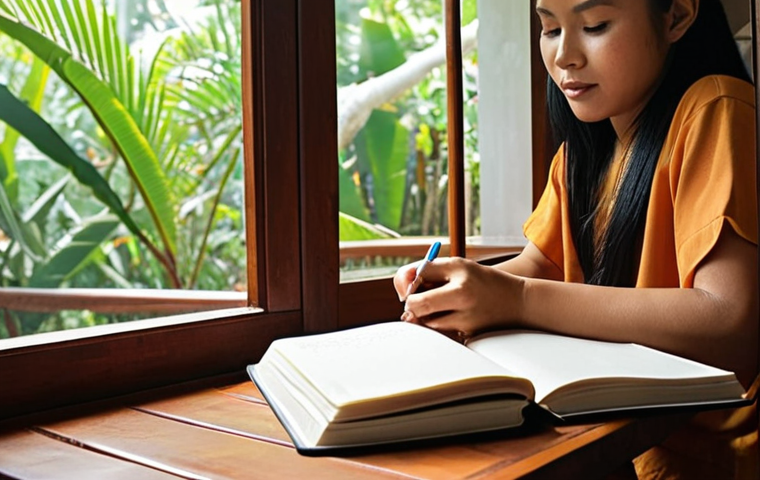 **Image Prompt 1: Habit Stacking in Daily Life**
    A person in a bright, cozy Thai home, seamlessly transitioning from drinking their morning coffee to writing in a journal. The scene should convey a sense of smooth, effortless flow, perhaps with subtle visual lines or soft light connecting the two actions, symbolizing the "stacking" of habits. Focus on natural light and a calm atmosphere.