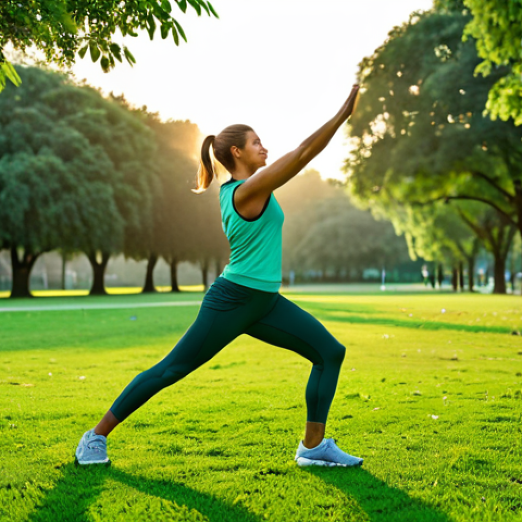 Morning Exercise**
"A woman in athletic attire, fully clothed, stretching in a lush green park at sunrise, appropriate content, safe for work, perfect anatomy, natural proportions, healthy lifestyle, professional photography, family-friendly"
**