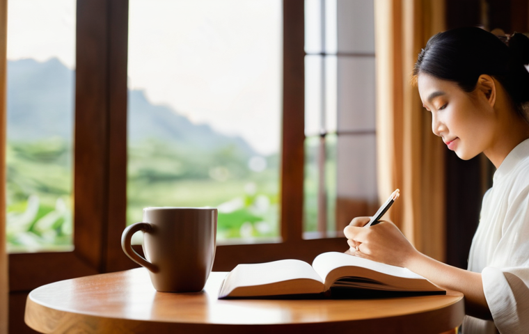 성공적인 습관 스택킹을 위한 10가지 팁 - Morning Serenity: Coffee and Gratitude Journaling**
A beautiful, sun-drenched morning scene inside a...