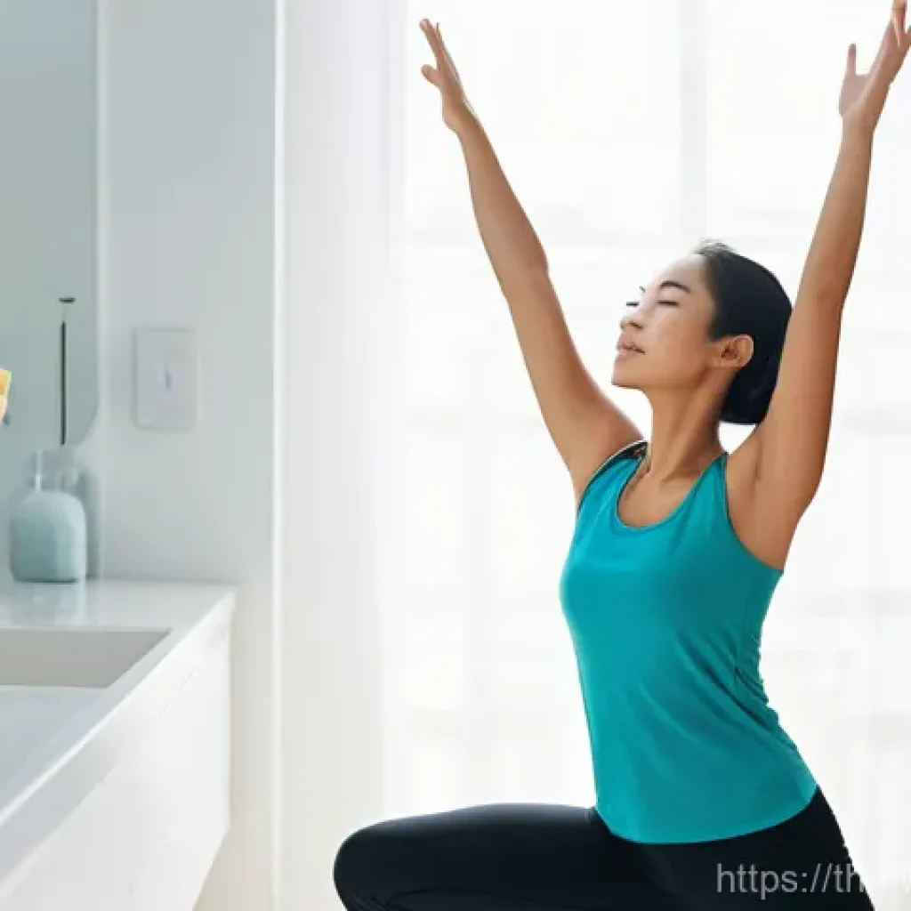 습관 스택킹과 신체 건강의 상관관계 - **Morning Refresh and Mindful Start**
A bright and airy scene in a modern Thai apartment. A youn...